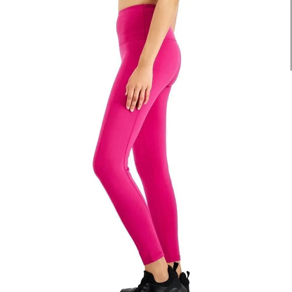 Women's Compression High-Waist Side-Pocket 7/8 Length Leggings, Xs-4X Fiery Pink - Picture 4 of 4